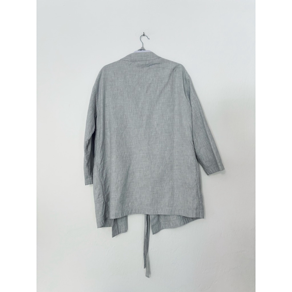 Women's COS Grey Cotton Boxy Robe Size L 100% Cotton - Picture 2 of 14